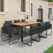 Set da Pranzo da Giardino 9 pz in Rattan PVC Nero e Marrone 3060111