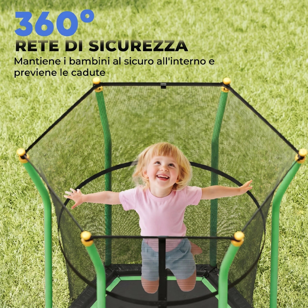 Trampolino Elastico per Bambini ¨C Minimal ¨C Verde 163.5x190 cm