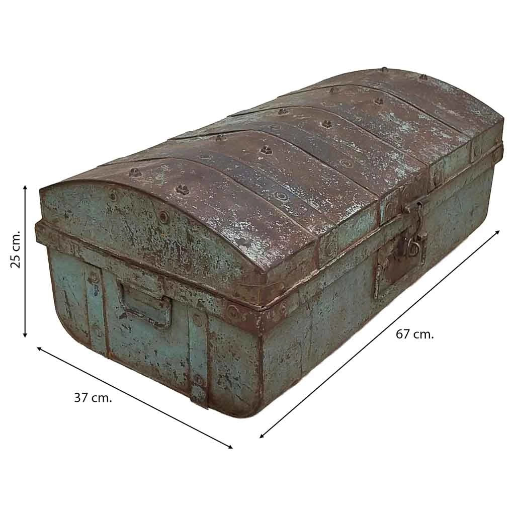 Valigia metallo artigianale blu 67x37x25h cm