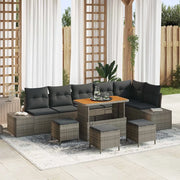 Set Divano da Giardino con cuscino 10 pcs Grigio polyrattan
