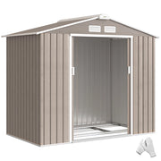 Casetta da Giardino ¨C zephmum ¨C Effetto Legno 213x130x185 cm con 2 Porte Scorrevoli e 4 Finestre