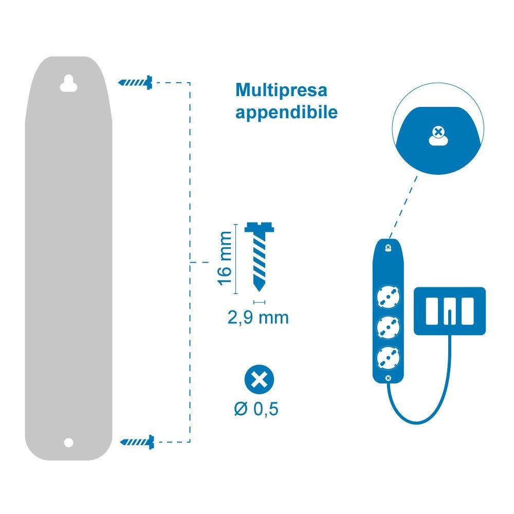 Multipresa con Interruttore 1 Schuko + 2 BIVAL.10 16A 62023 Electraline