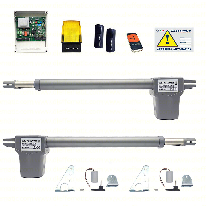 KIT BHG 400 AUTOMATISMO CANCELLI CANCELLO ELETTRICO PROFESSIONALE 2 ANTE DFM