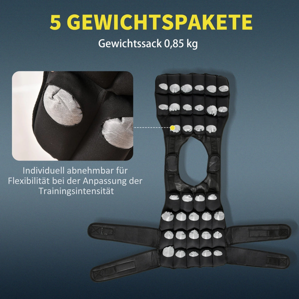 Giubbotto Zavorrato 30 kg ¨C Xylo ¨C Regolabile con 35 Sacchetti Oxford Metallo Nero 60x50 cm