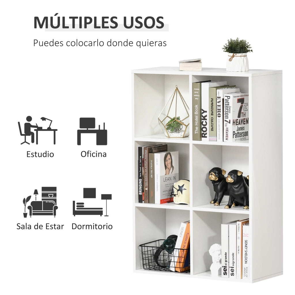 Libreria 3 Livelli 6 Cubi in Legno ¨C Minimal ¨C 65.5x30x97.5 cm Bianco