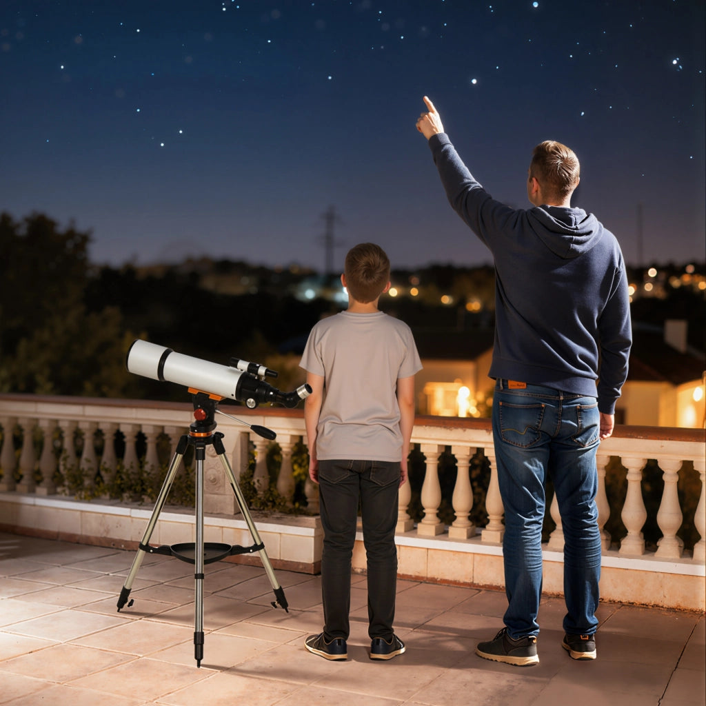Telescopio Astronomico ¨C Xylo ¨C 80mm con Montatura AZ, 2 Oculari e Adattatore Smartphone, Bianco e Nero
