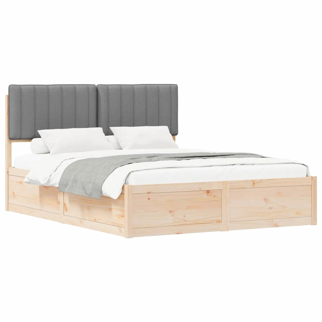 Letto con Testiera Rivestita Grigio chiaro 150 x 200 cm
