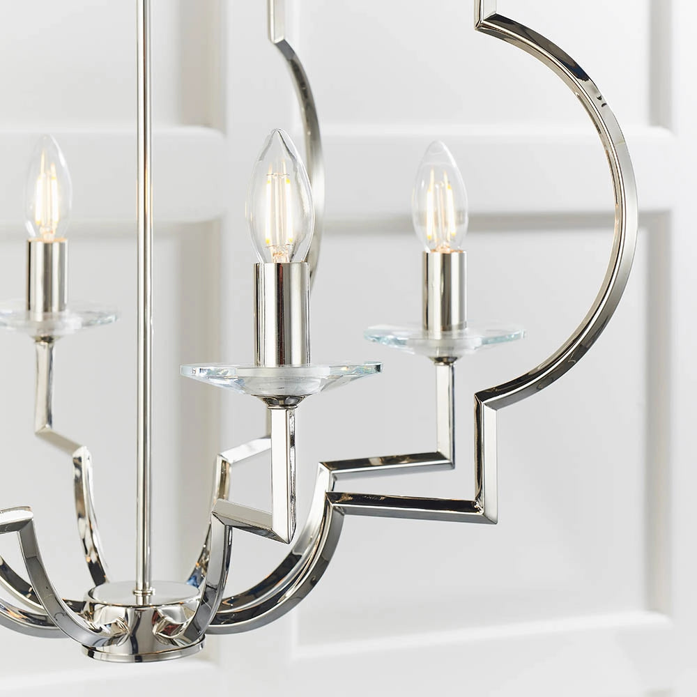 Lampadario vintage Garland nichel lucido cristallo 4xE14 Endon