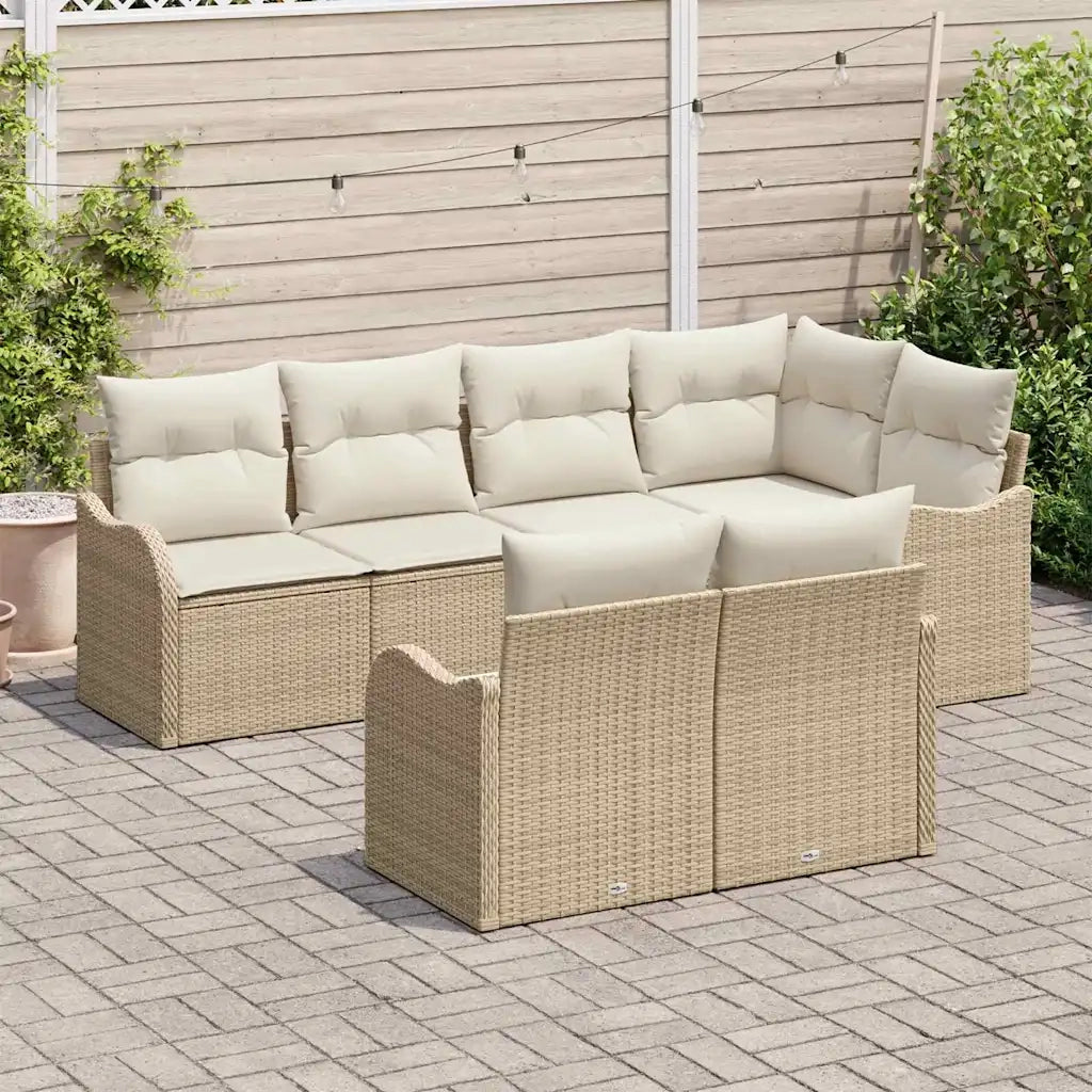 Set Divano da Giardino Beige polyrattan