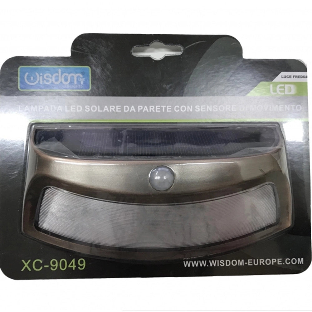 Trade Shop - Lampada Led Da Parete A Energia Solare Con Sensore Movimento Applique Da Esterno -