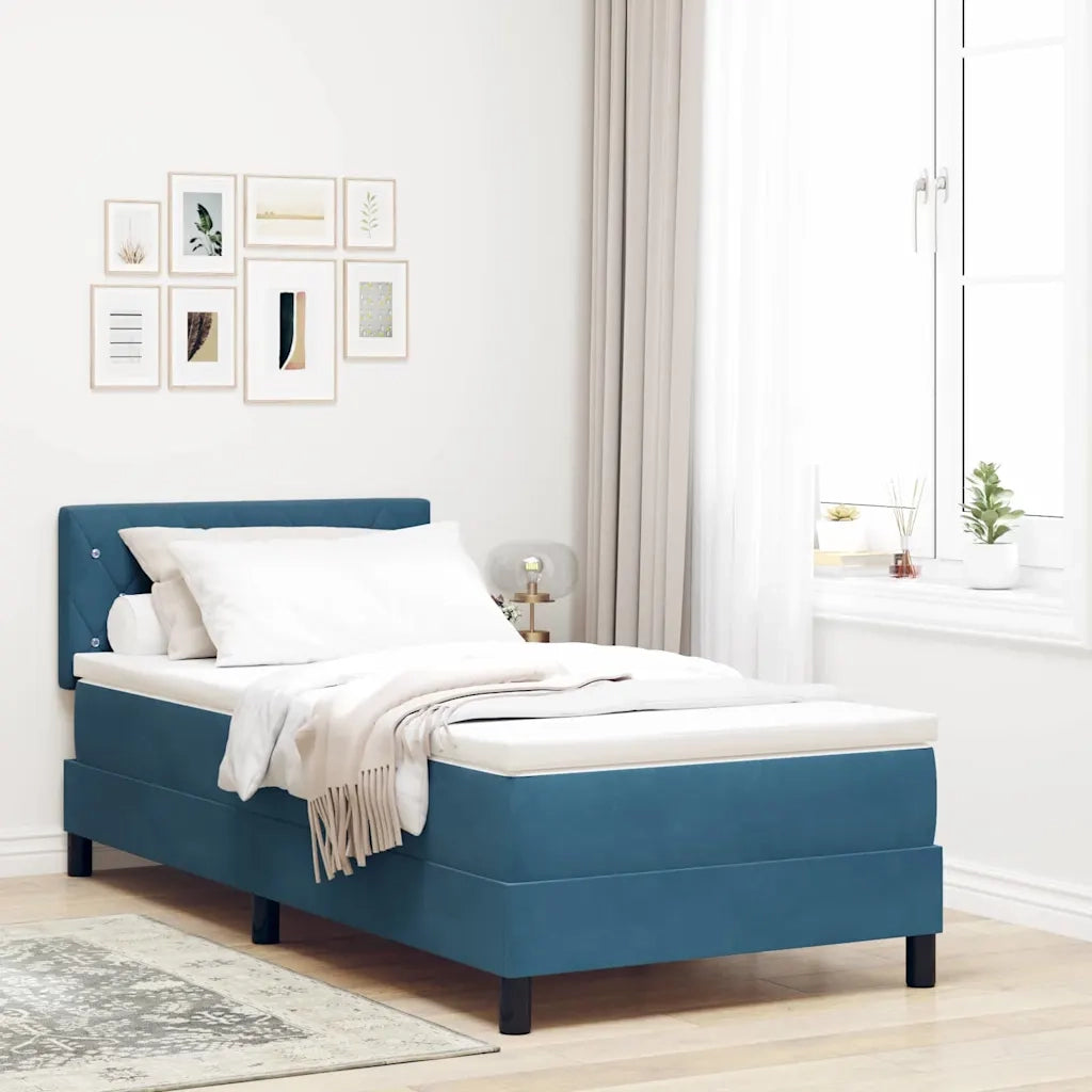 Letto a Sorgente LED con led Blu Scuro 90 x 190 cm Velluto 3342558