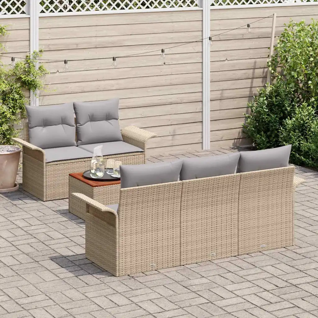 Set Divano da Giardino con cuscino 6 pcs Beige polyrattan 3347266
