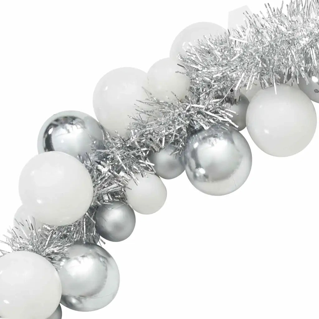 Ghirlanda di Palline di Natale Bianco e Argento 186 cm 42019696
