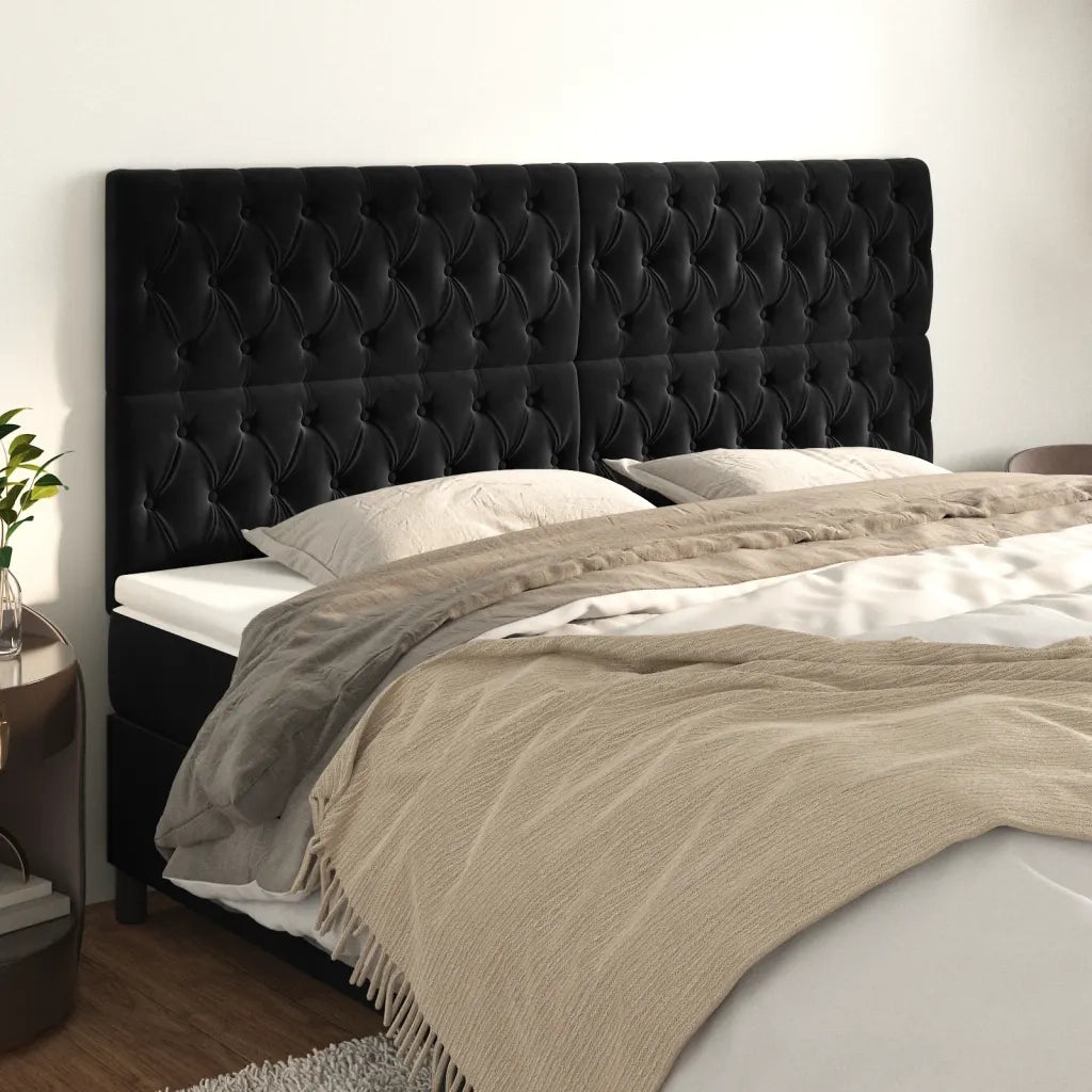 Testiera Nera 200x7x118/128 cm Velluto 3116736