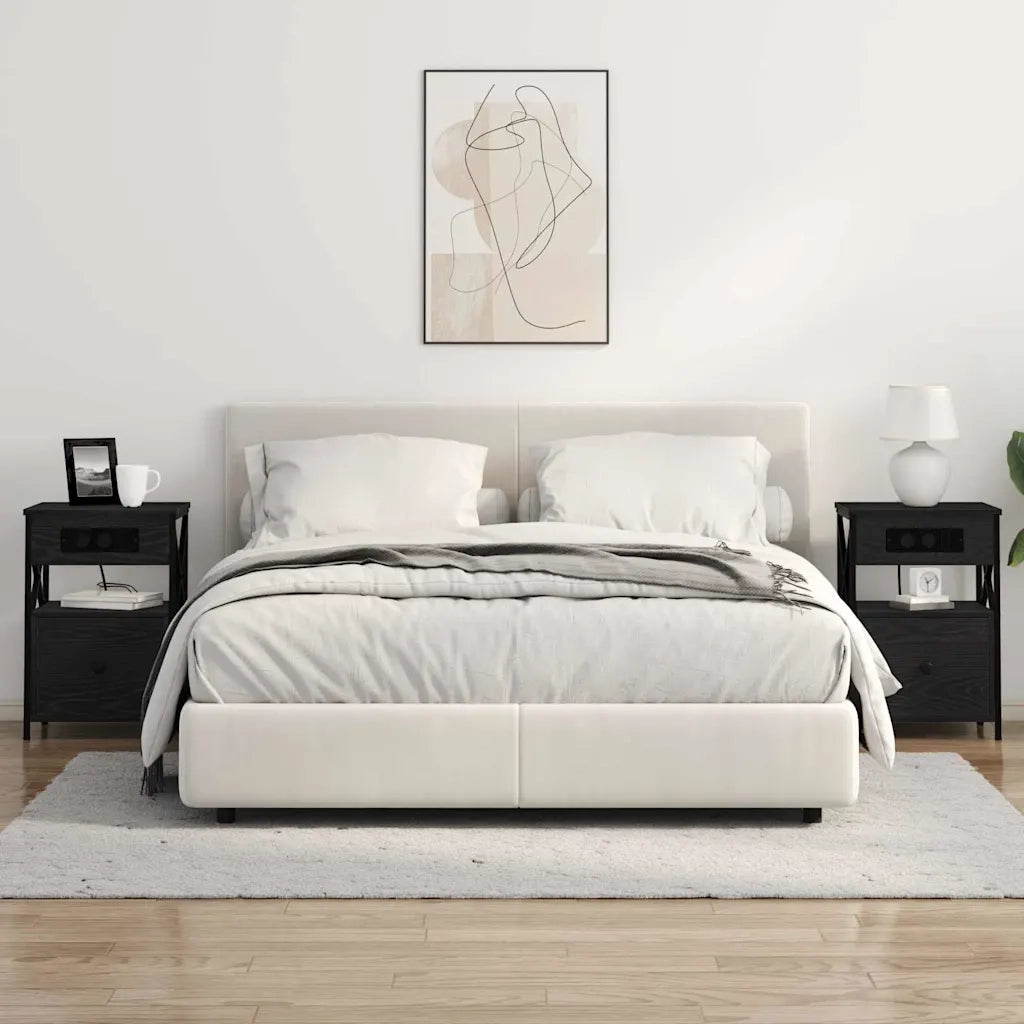 Comodino | Armadio da Notte | Mobiletto da notte Rovere Nero 40 x 31 x 60 cm Legno multistrato