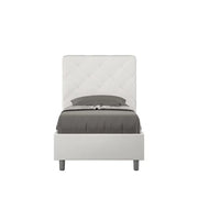 Letto singolo senza rete imbottito 90x190 similpelle bianco Priya