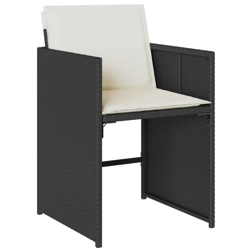 Set da Pranzo da Giardino 17 pz con Cuscini Nero in Polyrattan 3211251