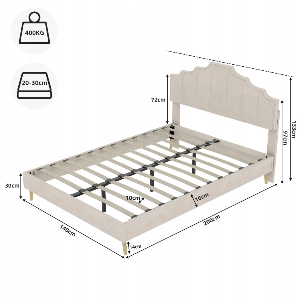 Letto imbottito 140x200 beige - Xylo