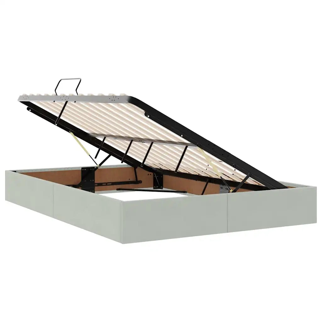 Letto con contenitore e LED Grigio chiaro 140 x 200 cm Velluto