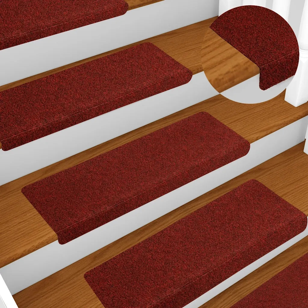 Tappetini per scale autoadesivi 5 pz | Gradini per Scale 65x21x4 cm Bordeaux Rosso Bordo rettangolare