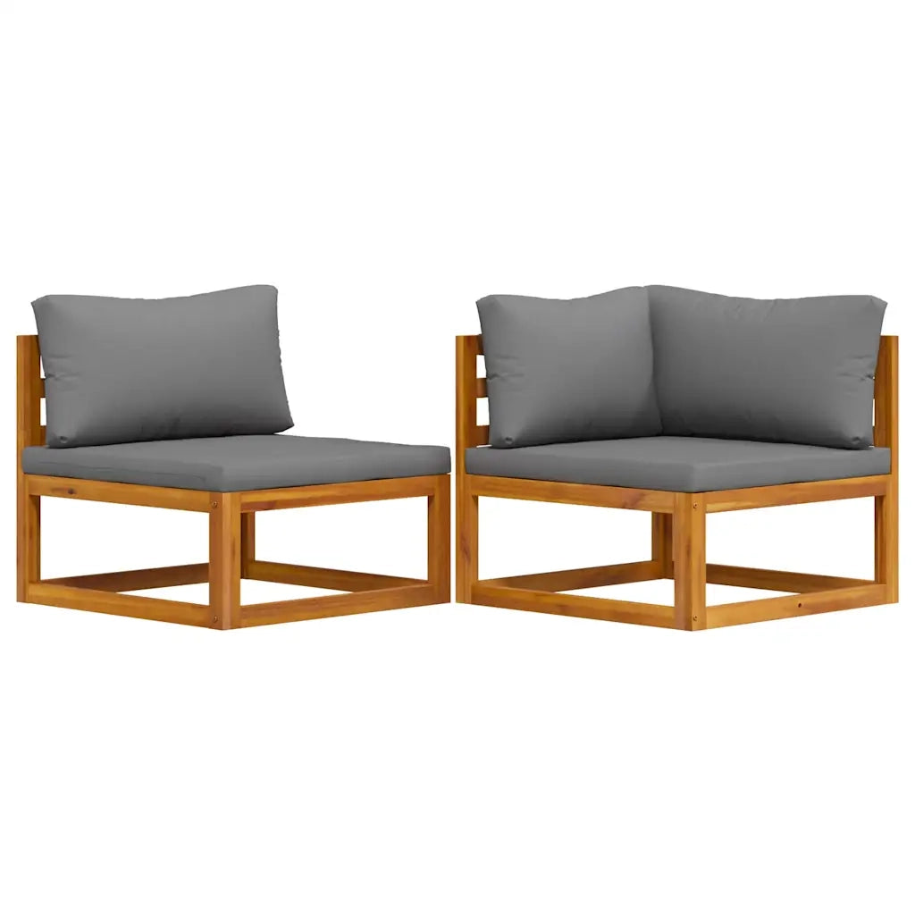Set Divani da Giardino 2 pz con Cuscini Grigio Scuro in Acacia 311856