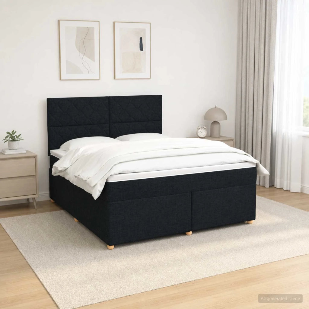 Letto box spring con materasso Nero 140 x 190 cm Tessuto 3455352