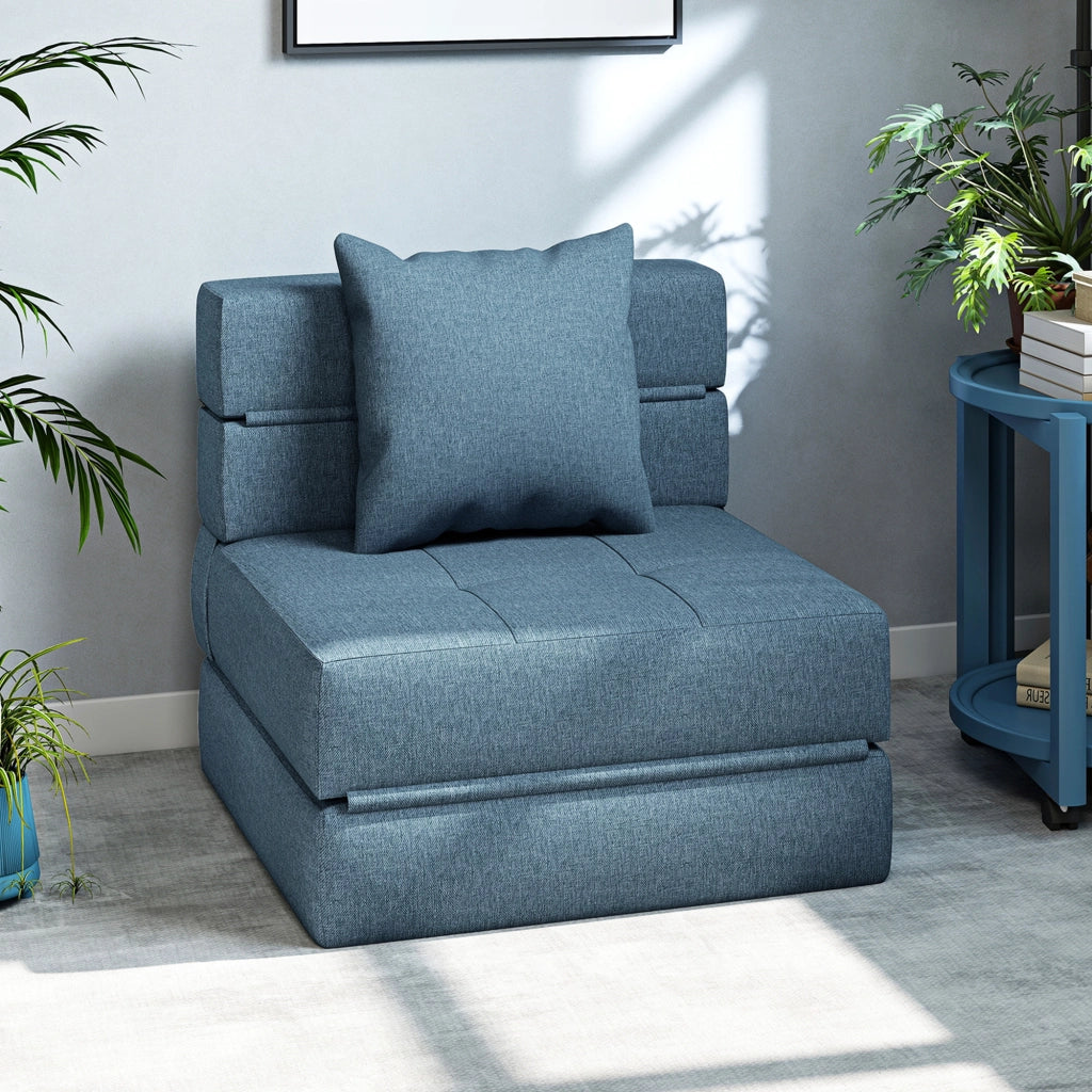 Letto Poltrona Relax ¨C Minimal ¨C 70x70x61 Blu Scuro Tessuto