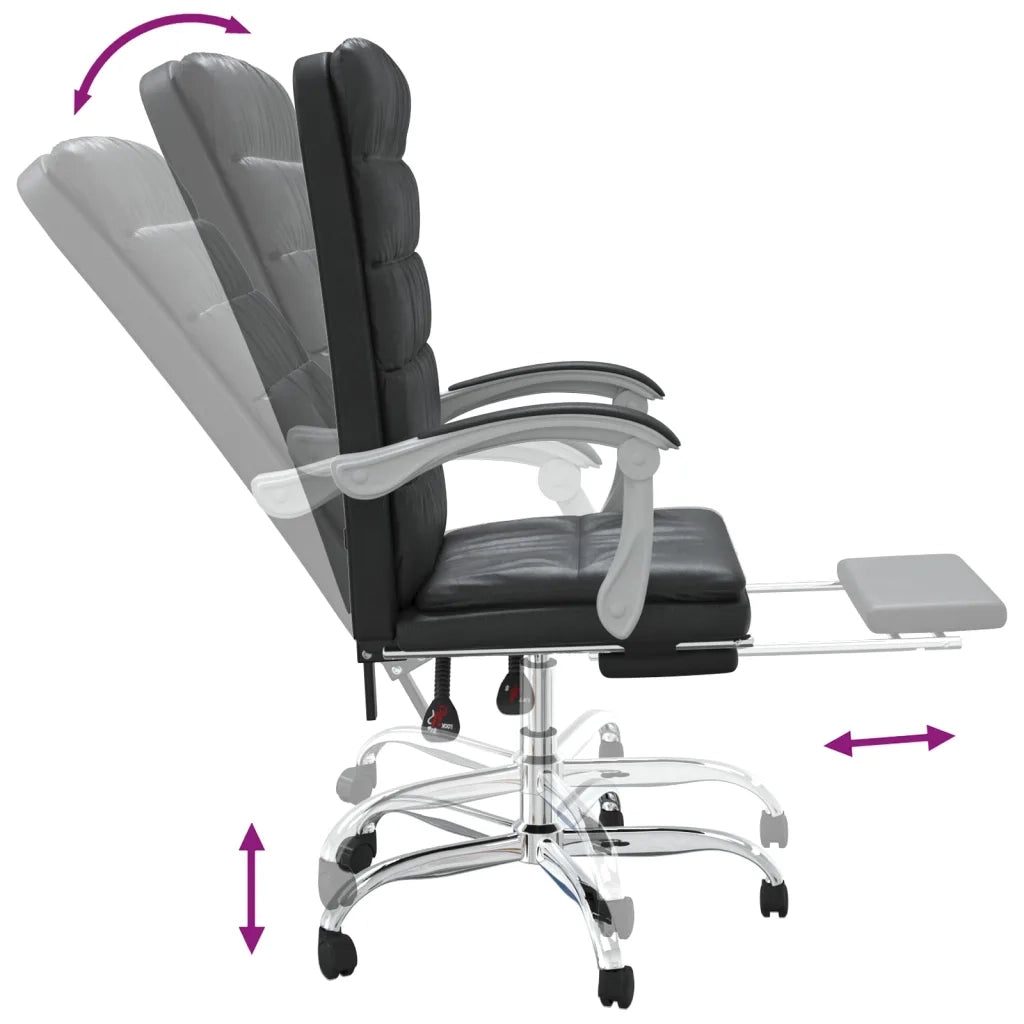 Poltrona | Sedia Relax da Ufficio Reclinabile Nera in Similpelle