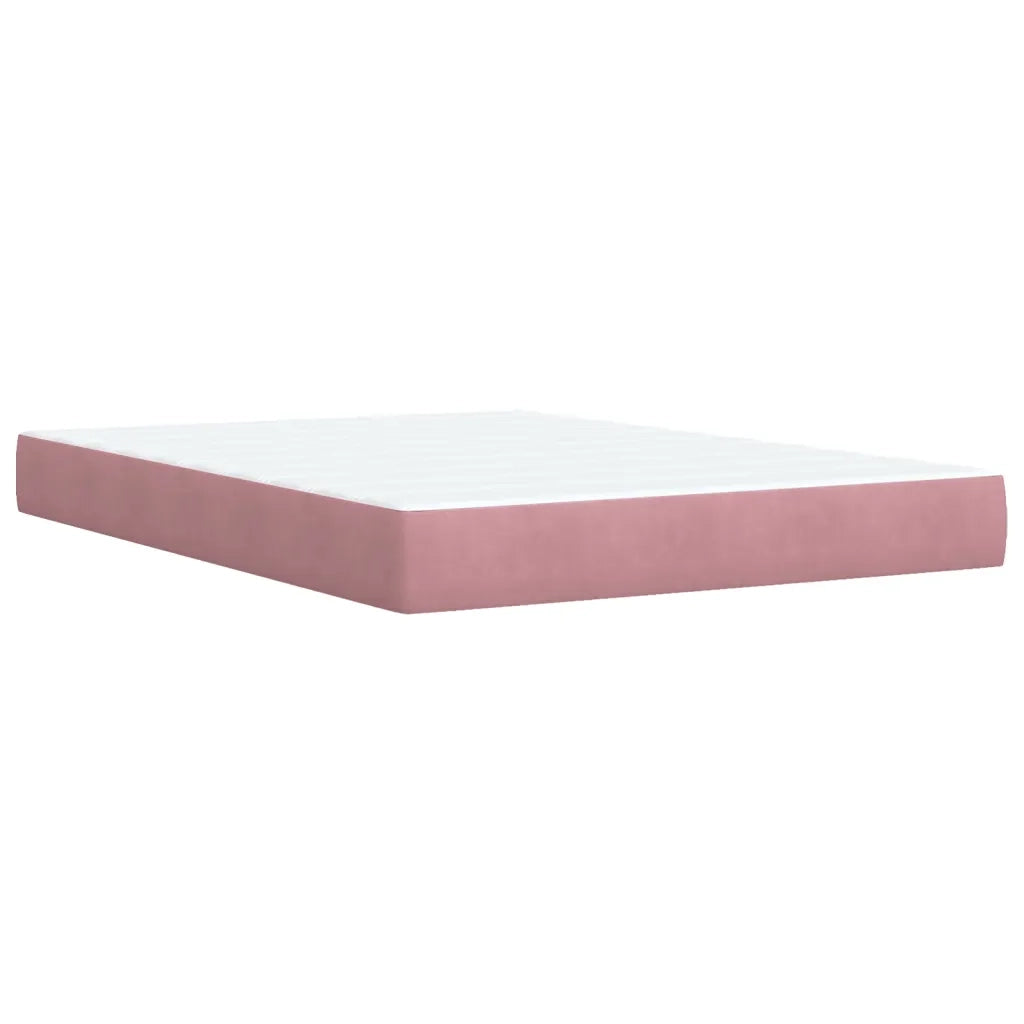 Giroletto a Molle con Materasso Rosa 140x200 cm in Velluto 3290941