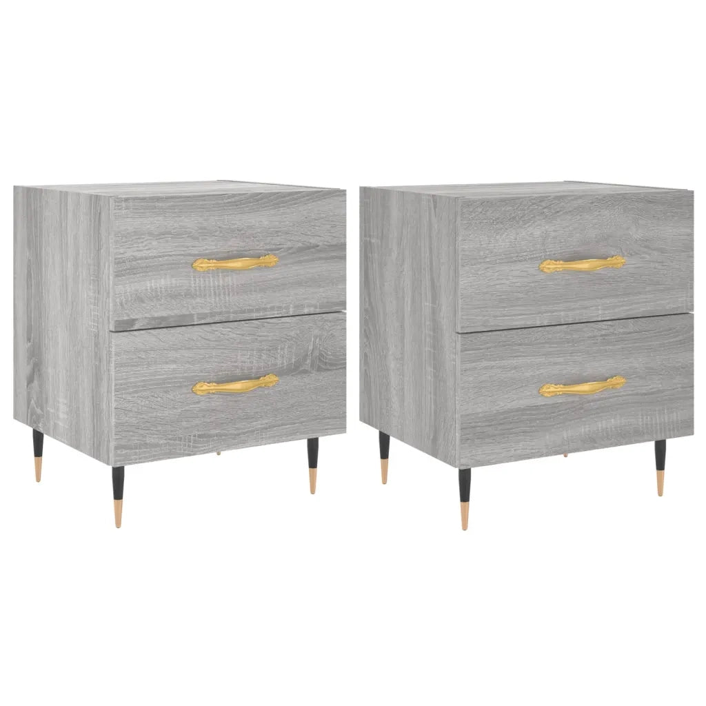 Set di 2 Comodini | Armadio da Notte | Mobiletto da notte Grigio Sonoma 40x35x47,5 cm in Legno Multistrato
