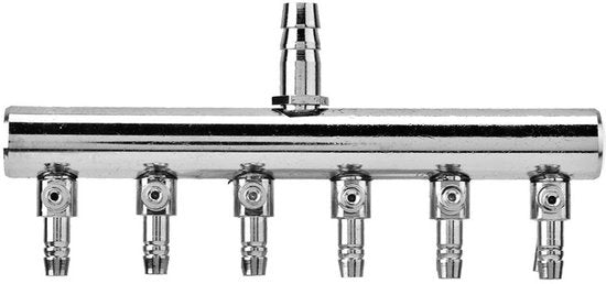 Splitter di Flusso d'Aria in Rame Inossidabile - 2 vie/4 vie/6 vie - Accessorio per Acquario - Distributore di Ossigeno - Chiave di Accoppiamento 8 mm - Connettore di Uscita 4 mm - Diffusore di Aria