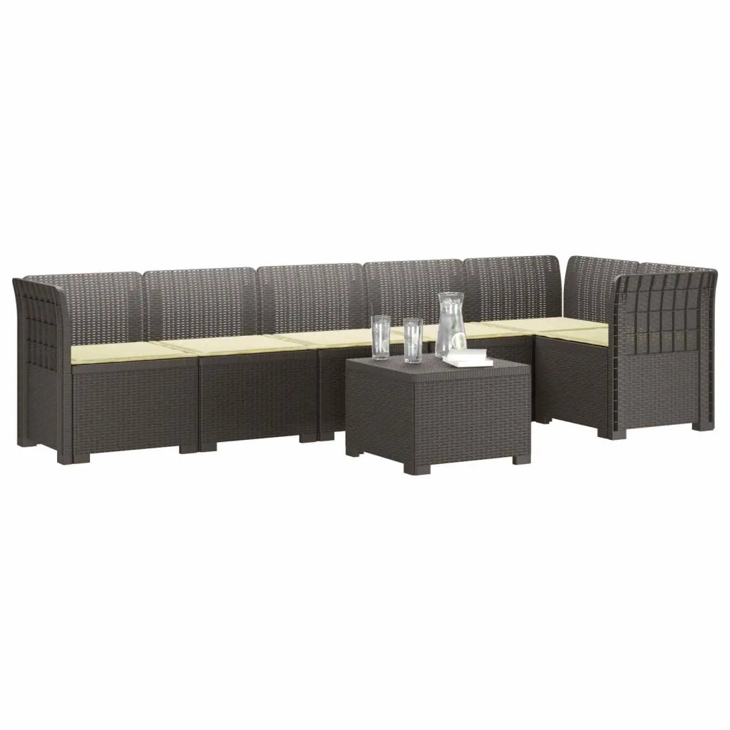 Divano da Giardino 6 Posti con Cuscini Aspetto Rattan PP 3444118