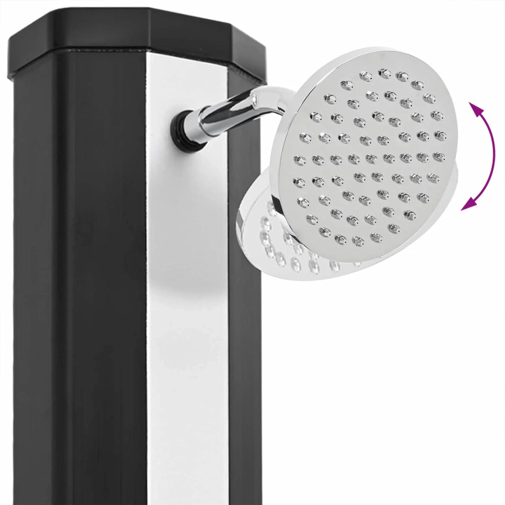 Doccia solare con testa doccia e rubinetto 40 l Nero e Argento 42039811