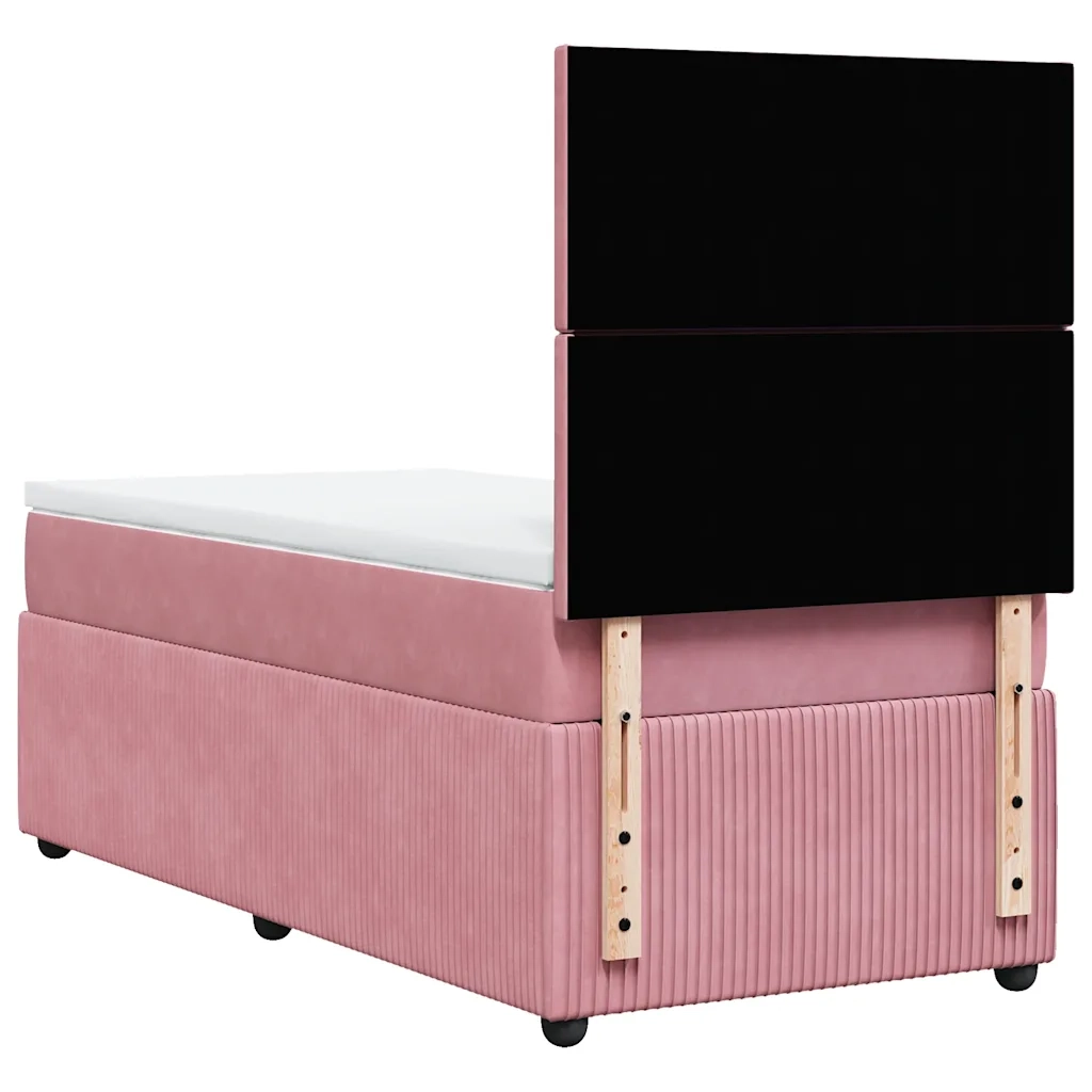 Giroletto a Molle con Materasso Rosa 90x200 cm in Velluto 3294537