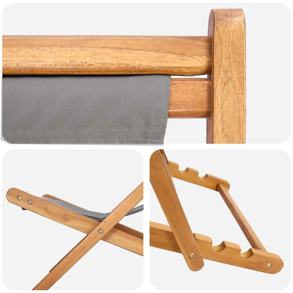 Sedia da spiaggia Grigio Chiaro Legno di teak solido 42032664