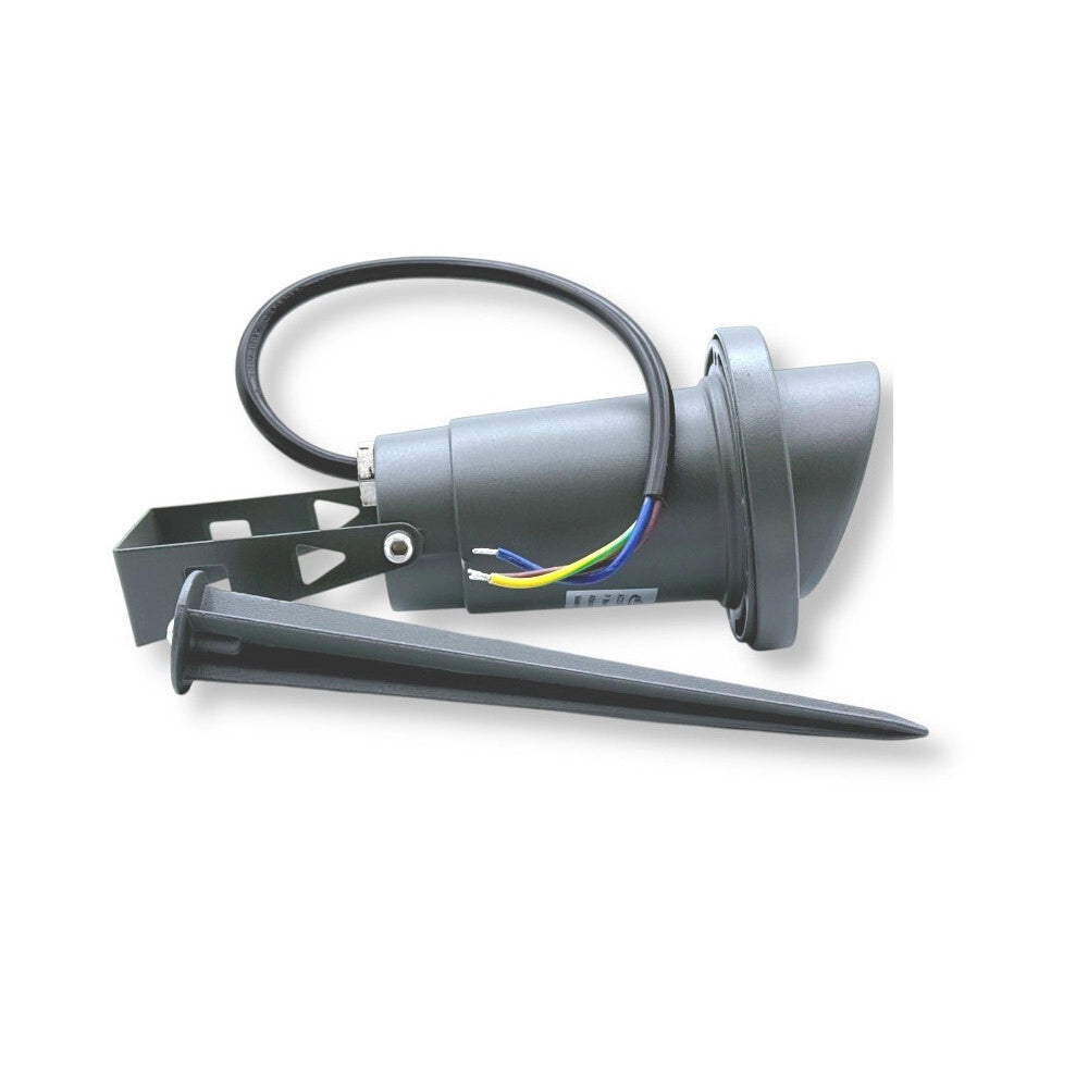 Trade Shop - Faretto Esterno Da Giardino Doppia Istallazione Con Picchetto Staffa Gu10 Ip65 Et-01 - Grigio