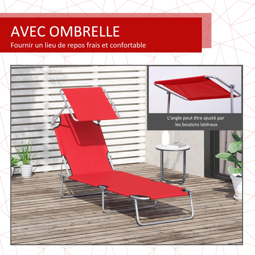 Transat pieghevole ¨C Minimal ¨C rosso 187x58x36 cm