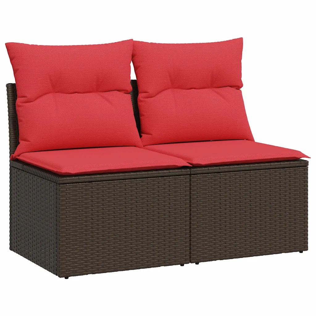 Set Divano Giardino 4 pz con Cuscini Marrone Polyrattan Acacia 3325240