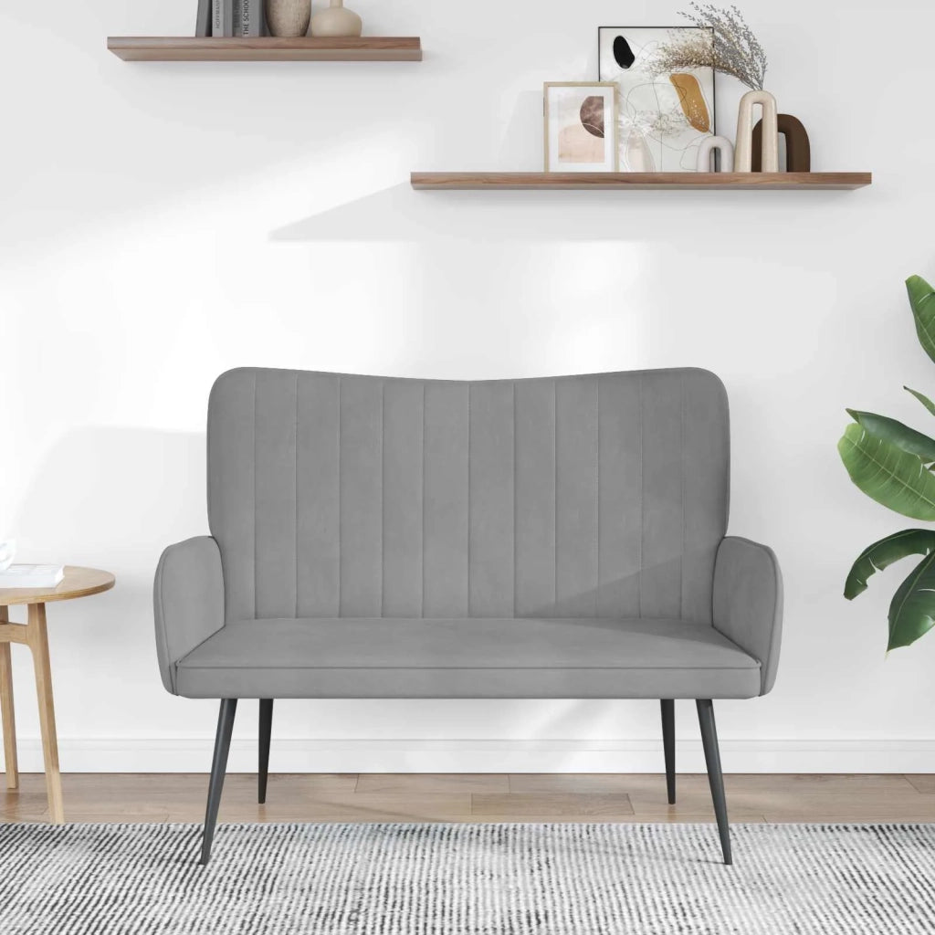 Sofa a Due Posti Grigio chiaro 115 x 61 x 87 cm Velluto 42028960
