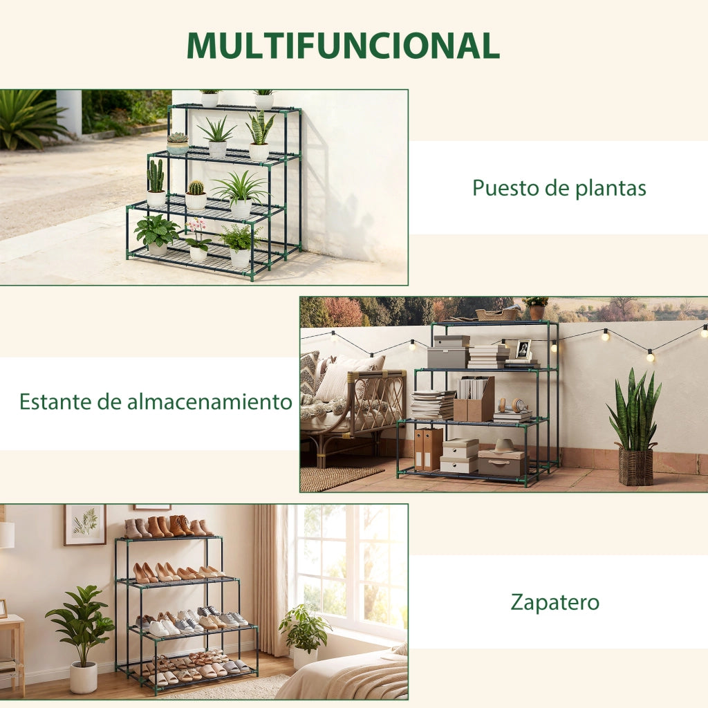 Supporto per Piante 4 Livelli ¨C Xylo ¨C Metallo Verde Esterno Giardino