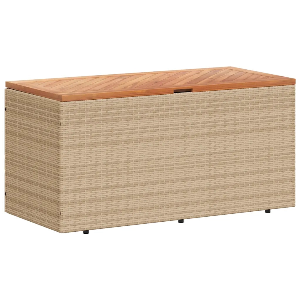 Contenitore da Giardino Beige 110x50x54 cm Polyrattan e Acacia CFW2992052