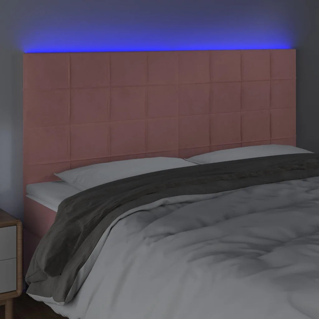 Testiera | Testata a LED Rosa 180x5x118/128 cm in Velluto