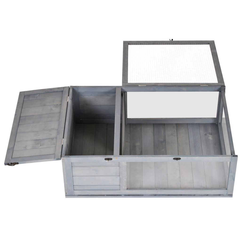 Casetta per tartarughe con 2 spazi ¨C Minimal ¨C 91x60.5x32 cm in legno massello grigio