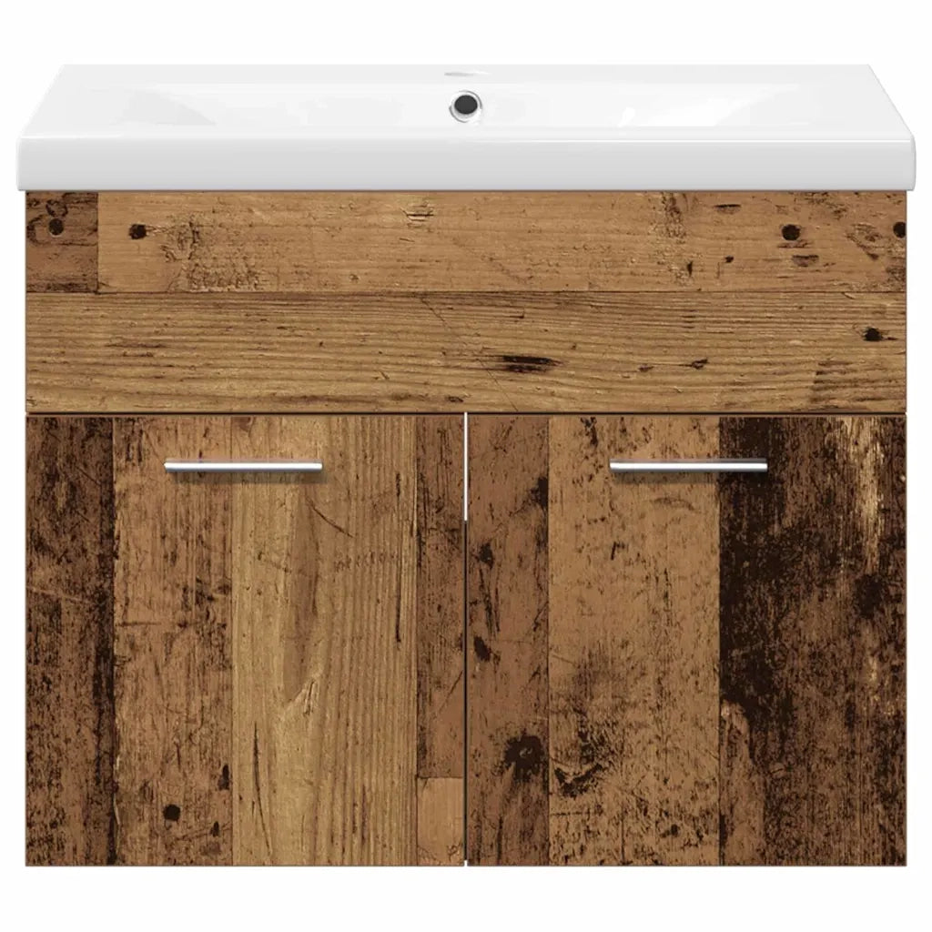 Set di mobili per il Bagno | Armadio da bagno con porta 3 pz Legno vecchio
