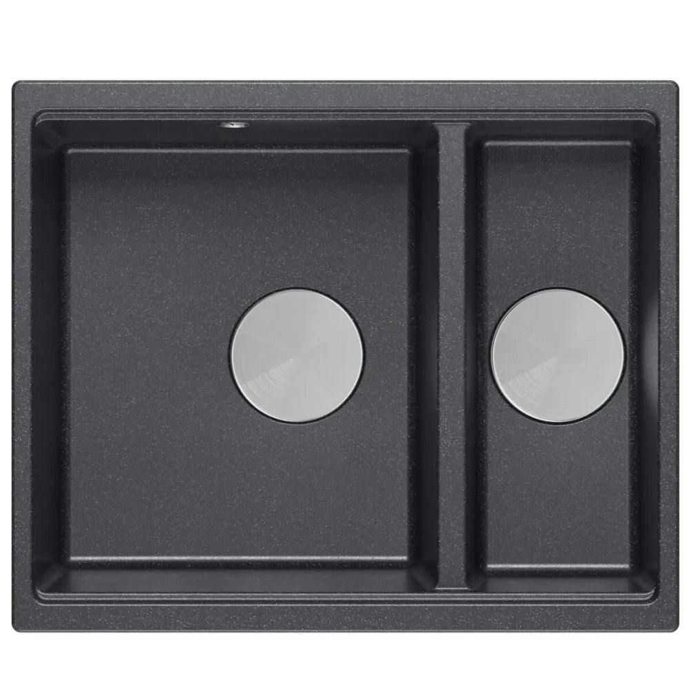 Lavello In Granito Logan 150 Black Metallic Tappo rame spazzolato