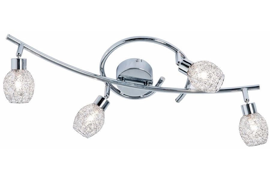 Plafoniera Reality Mesh cromata 4 luci G9 su barra