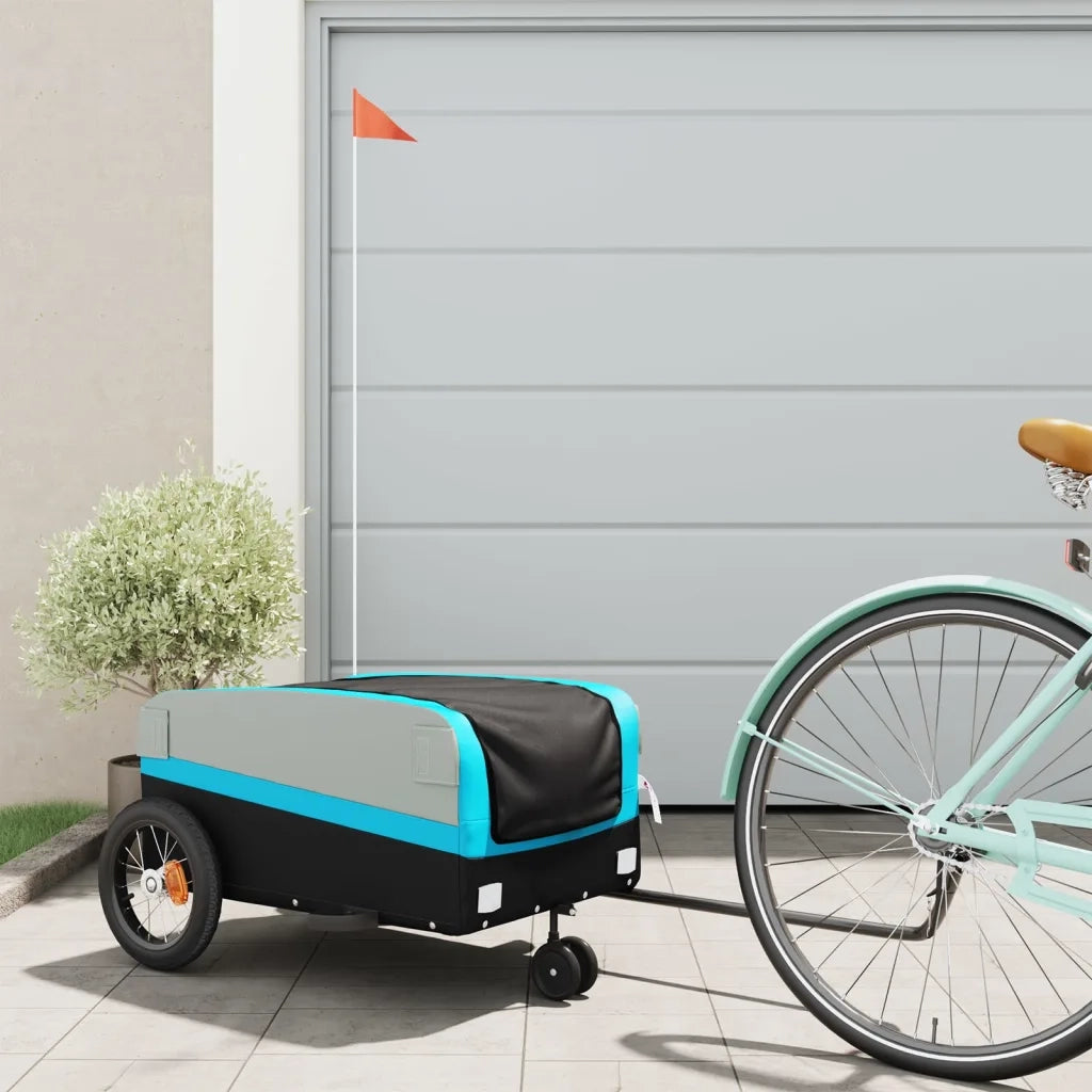 Rimorchio da Bici Nero e Blu 30 kg in Ferro 94058
