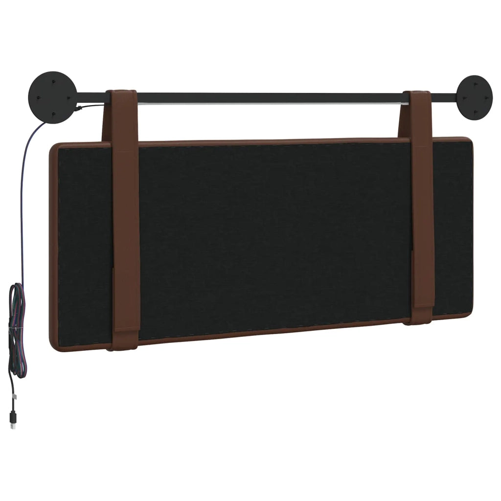 Testiera | Testata sospesa Con luce LED Marrone Similpelle