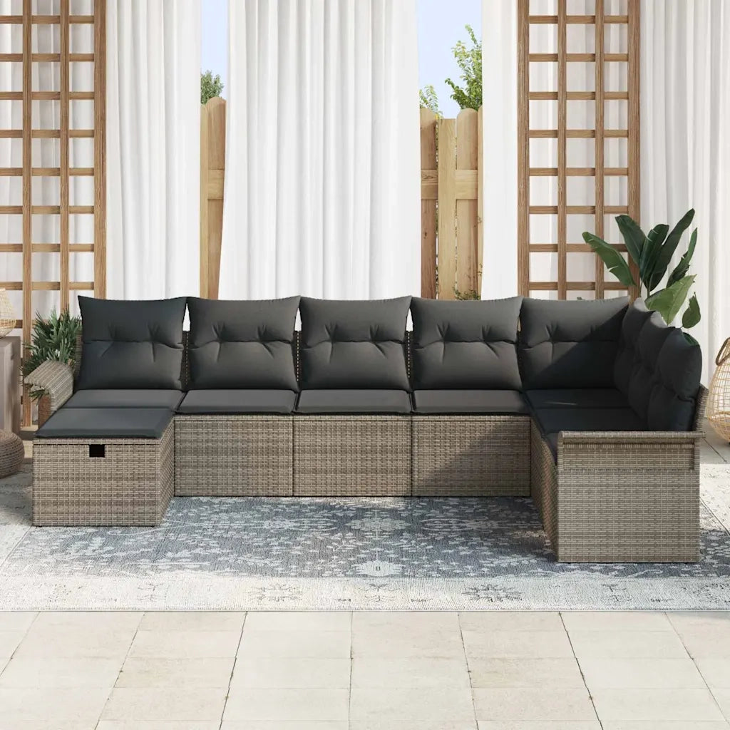 Set Divano da Giardino con cuscino 8 pcs Grigio Poly Rattan 3360260