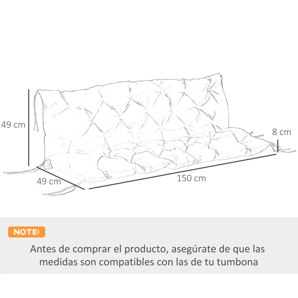 Cuscino per Panchina 3 Posti ¨C Minimal ¨C Blu 150x98x8